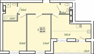 2-кімнатна 68.44 м² в ЖК Казка від 16 500 грн/м², Харків