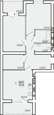 2-кімнатна 79.16 м² в ЖК Казка від 16 500 грн/м², Харків