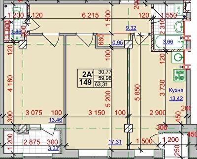 2-кімнатна 63.31 м² в ЖК Спортивний від 27 000 грн/м², Харків