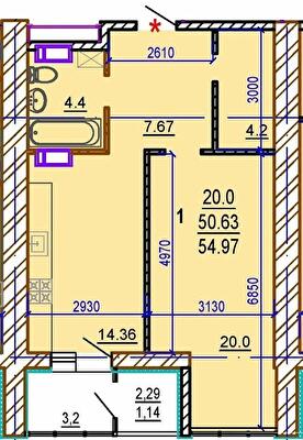 1-комнатная 64.97 м² в ЖК Шекспира от 27 500 грн/м², Харьков