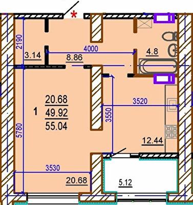 1-комнатная 55.04 м² в ЖК Шекспира от 30 000 грн/м², Харьков