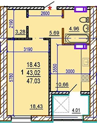 1-комнатная 47.03 м² в ЖК Шекспира от 30 000 грн/м², Харьков