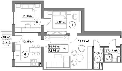 3-кімнатна 72.76 м² в КБ Петрівський Гай від 24 200 грн/м², с. Святопетрівське