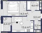 1-комнатная 43.9 м² в ЖК CENTOWER от 43 100 грн/м², Днепр