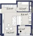 1-комнатная 37.7 м² в ЖК CENTOWER от 41 000 грн/м², Днепр