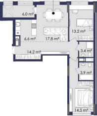 3-комнатная 79.6 м² в ЖК CENTOWER от 43 100 грн/м², Днепр
