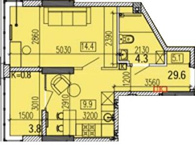 1-комнатная 37.7 м² в ЖК Затишний-2 от 28 000 грн/м², Днепр