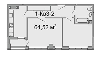 2-кімнатна 64.52 м² в ЖК Троїцький від 43 250 грн/м², Дніпро