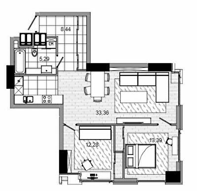 2-комнатная 74.48 м² в МФК MAYAK от 36 050 грн/м², Днепр