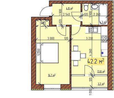 1-комнатная 42.2 м² в ЖК Джерельный от 18 500 грн/м², Винница