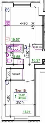 1-комнатная 49.53 м² в Мкрн Академический от 20 750 грн/м², Винница