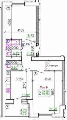 2-комнатная 76.39 м² в Мкрн Академический от 19 250 грн/м², Винница