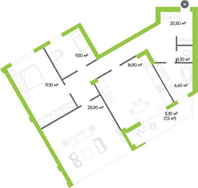 3-кімнатна 102 м² в ЖК Оселя Парк від 26 000 грн/м², Луцьк