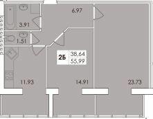 2-комнатная 55.99 м² в ЖК GREEN VILLAGE от 13 250 грн/м², Житомир