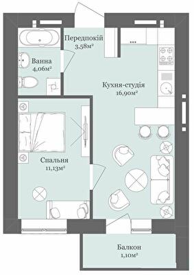 1-кімнатна 36.77 м² в ЖК West Towers від 18 800 грн/м², Ужгород