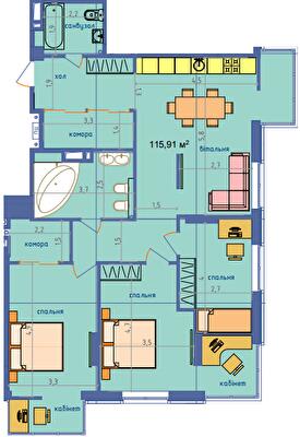 3-кімнатна 115.91 м² в ЖК River Hall від 25 100 грн/м², Запоріжжя