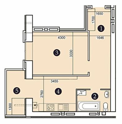 1-кімнатна 42.61 м² в ЖК Олександрівський 2 від 16 400 грн/м², Запоріжжя