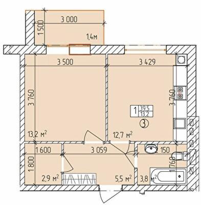 1-кімнатна 39.5 м² в ЖК Дубовий Гай від 18 000 грн/м², Запоріжжя