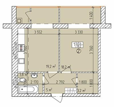 1-кімнатна 49.4 м² в ЖК Дубовий Гай від 18 900 грн/м², Запоріжжя