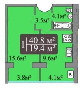 1-комнатная 40.8 м² в ЖК Dream Central от 17 200 грн/м², Николаев