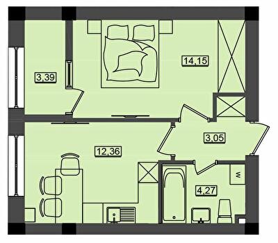 1-кімнатна 37.21 м² в ЖК Дім біля моря Premier від 18 400 грн/м², м. Южне