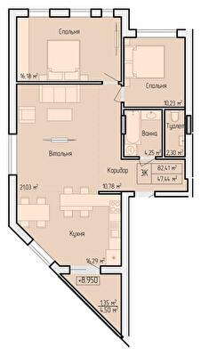 2-кімнатна 82.41 м² в ЖК Над Озером від 42 600 грн/м², Тернопіль