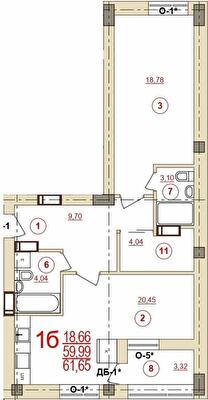 1-комнатная 61.65 м² в ЖК Карат от 17 050 грн/м², Херсон
