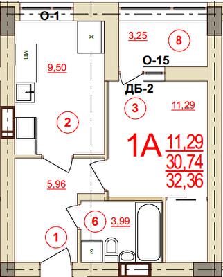 1-комнатная 32.36 м² в ЖК Карат от 17 050 грн/м², Херсон