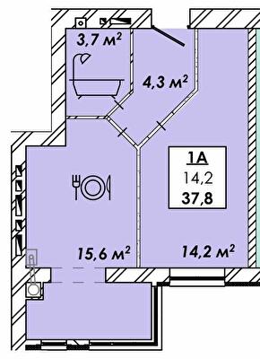1-комнатная 37.8 м² в ЖК Родной дом от 17 500 грн/м², Черкассы