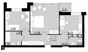 2-комнатная 53.43 м² в ЖК Comfort City от 13 500 грн/м², Черновцы