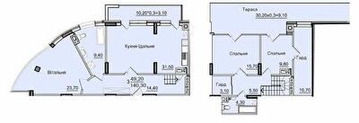 Двухуровневая 140.3 м² в ЖК Буковинський от 19 100 грн/м², Черновцы