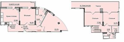 Двухуровневая 146.5 м² в ЖК Буковинський от 19 100 грн/м², Черновцы