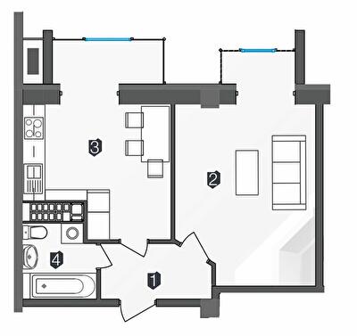 1-кімнатна 40 м² в ЖК Manhattan від 29 500 грн/м², Івано-Франківськ