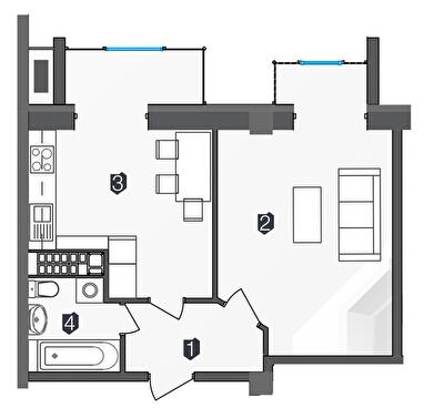 1-кімнатна 40 м² в ЖК Manhattan від 31 000 грн/м², Івано-Франківськ