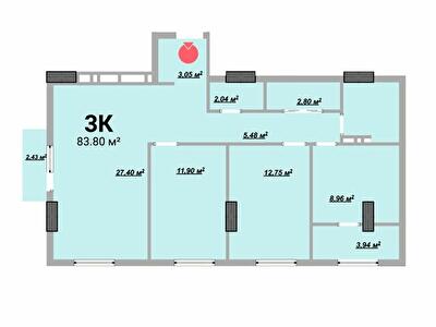 3-кімнатна 83.8 м² в ЖК на вул. Богунська, 1 від 21 000 грн/м², Івано-Франківськ