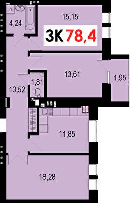 3-комнатная 78.4 м² в ЖК Стожары от 13 600 грн/м², Ивано-Франковск