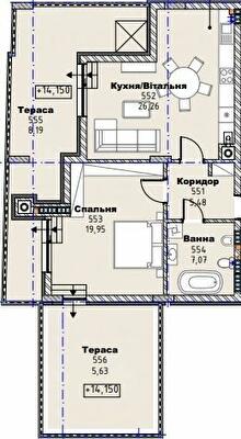 1-кімнатна 72.58 м² в КБ на вул. Коновальця, 21 від 65 750 грн/м², Львів