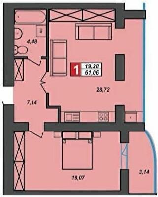 2-комнатная 61.06 м² в ЖК Sportcity от 19 200 грн/м², Хмельницкий