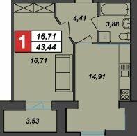1-комнатная 43.44 м² в ЖК Sportcity от 19 500 грн/м², Хмельницкий