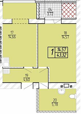 1-комнатная 43.32 м² в ЖК Sportcity от 19 500 грн/м², Хмельницкий