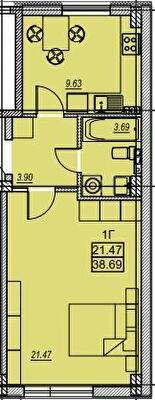 1-кімнатна 38.69 м² в ЖК Меридіан від 18 150 грн/м², Одеса