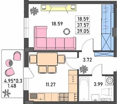 1-кімнатна 39.05 м² в ЖК Меридіан від 18 150 грн/м², Одеса