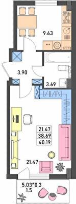 1-кімнатна 40.19 м² в ЖК Меридіан від 18 150 грн/м², Одеса