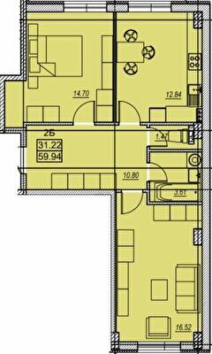 2-кімнатна 59.94 м² в ЖК Меридіан від 17 900 грн/м², Одеса