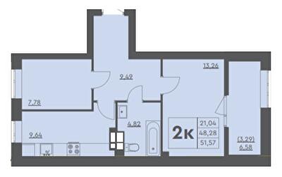 2-кімнатна 51.57 м² в ЖК Scandia від 16 000 грн/м², м. Бровари
