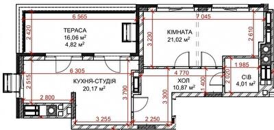 1-кімнатна 72.13 м² в ЖК Riverside від 29 500 грн/м², с. Погреби