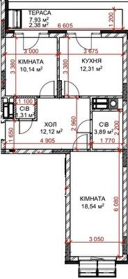 2-кімнатна 66.24 м² в ЖК Riverside від 29 000 грн/м², с. Погреби