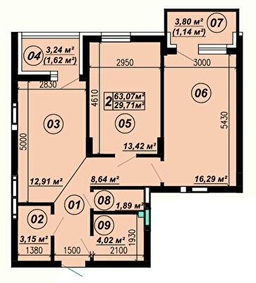2-кімнатна 63.07 м² в ЖК Verba від 22 000 грн/м², смт Глеваха
