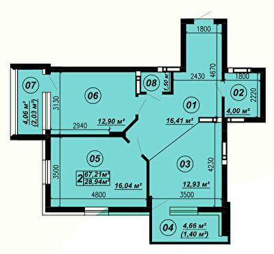 2-кімнатна 67.21 м² в ЖК Verba від 22 000 грн/м², смт Глеваха