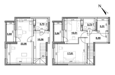 Двухуровневая 88.47 м² в ЖК OK`LAND от 38 479 грн/м², Киев
